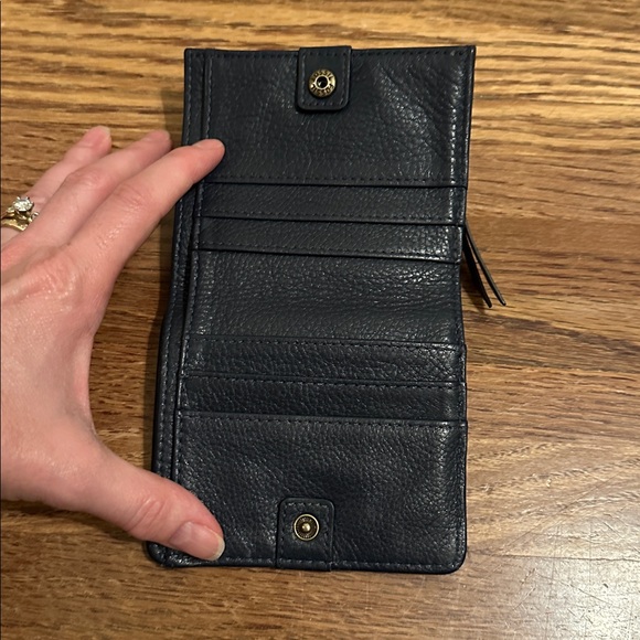 Fossil Wallet Mini Navy Blue Cowhide Leather Zip & Snap Closures - Picture 4 of 6
